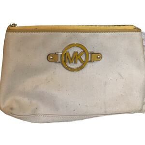 Michael Kors cream & yellow makeup bag
